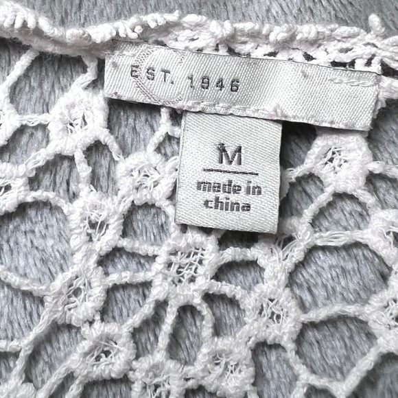 Crochet Lace Trim Kimono Vest Womens Medium Orange White Ombre Duster Boho Chic - Picture 4 of 11